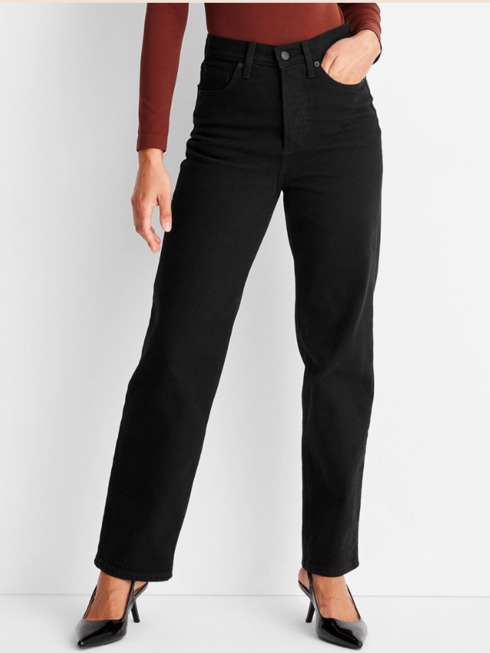 NWT Size 4 Highest Rise Straight Ankle Black Denim Jeans Button Fly